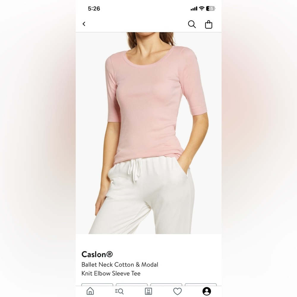 Brand new with tags caslon scoop neck, elbow sleeve t-shirt in pink size xsmall